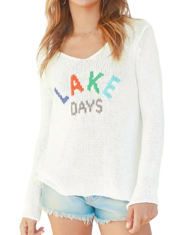 Fashion-Forward Women's Clothing Lake Days Cotton Sweater In White Multi