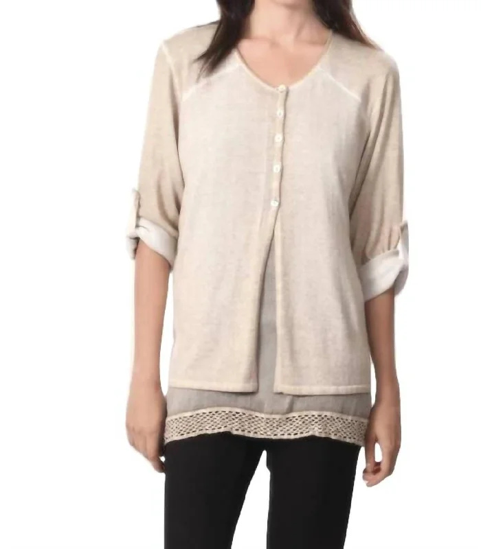 Women's Comfortable Apparel Faux Layered Set In Taupe