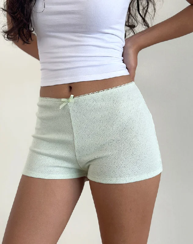 Women's Party Outfit Istora Micro Shorts in Pointelle Mint