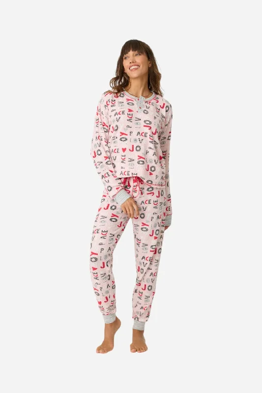 Sustainable Women's Clothing PJ Salvage Peace & Joy Waffle Thermal Ski Jammie Set