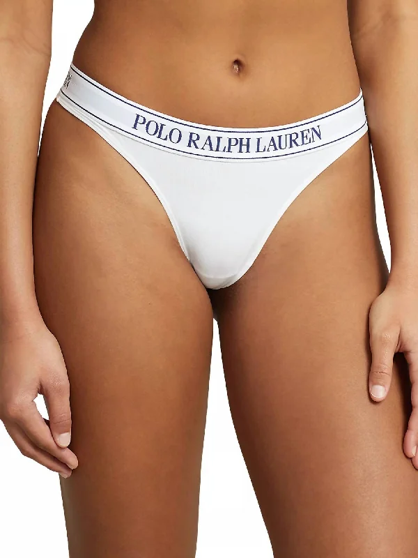 Women's Holiday Apparel Essentials Thong Panty In White Cloud