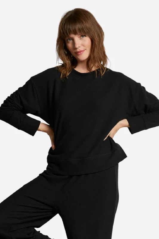 Women's Apparel Perfect White Tee Selma Brushed Sweater Pullover in True Black