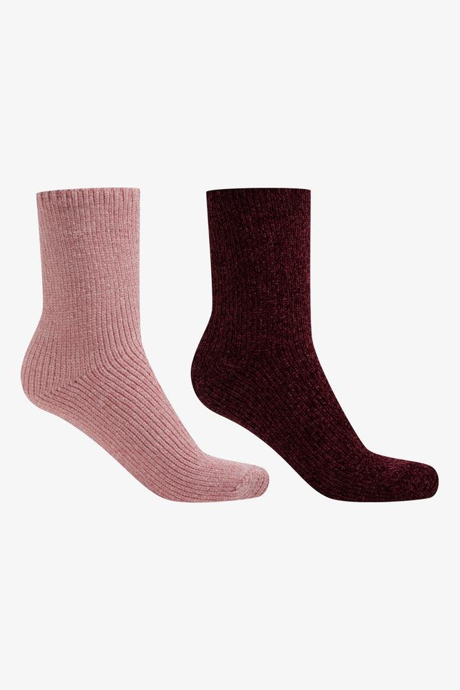 Women's Holiday Apparel 2 Pack Socks Burgundy & Pink