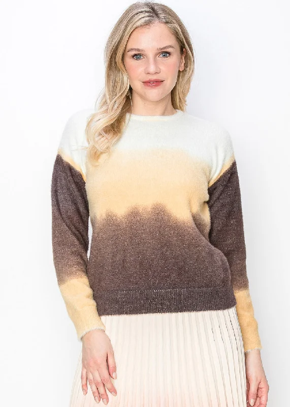 Women's Casual Attire Soft Brown Ombre Sweater