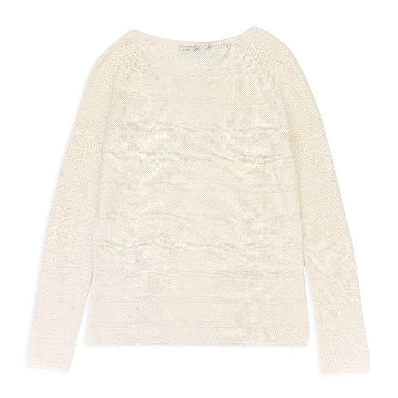 Women's Relaxed Clothes CASHMERE SCOOP NECK WHITE SWEATER