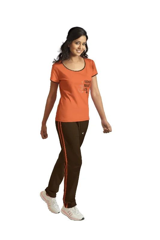 Women's Trendy Casual Outfit Loungewear Set-Orange-Dark Brown