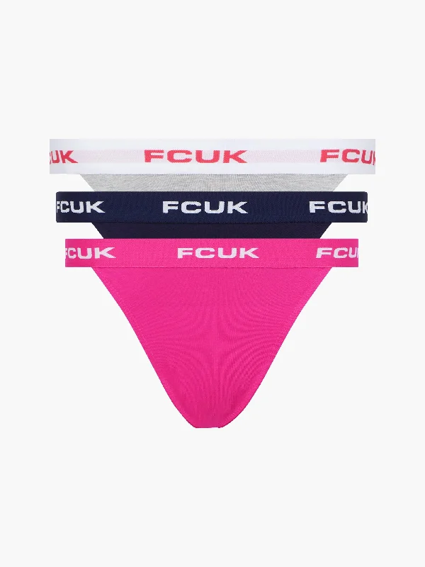 Women's Comfortable Lounge Outfit 3 Pack FCUK Logo Tanga Briefs