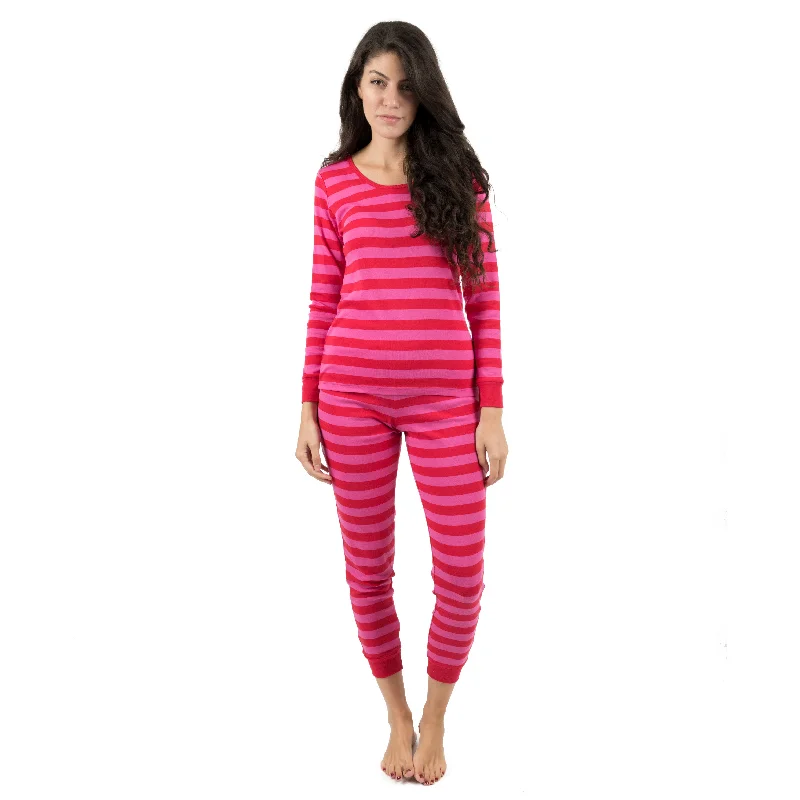 Comfortable Lounge Clothing Womens Two Piece Cotton Pajamas Striped