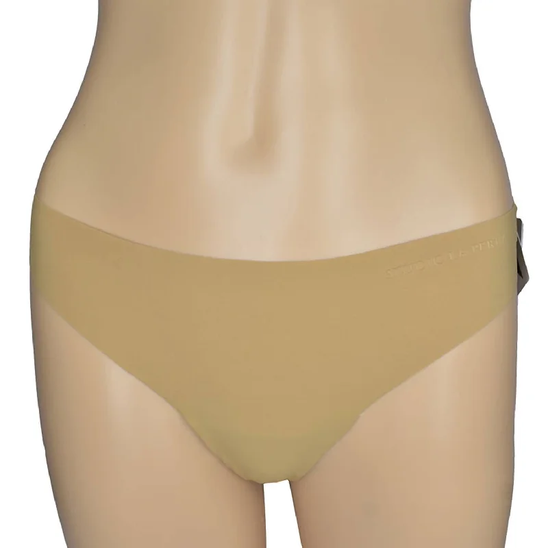 Women's Evening Wear Attire Studio Logo Seamless Thong In Beige