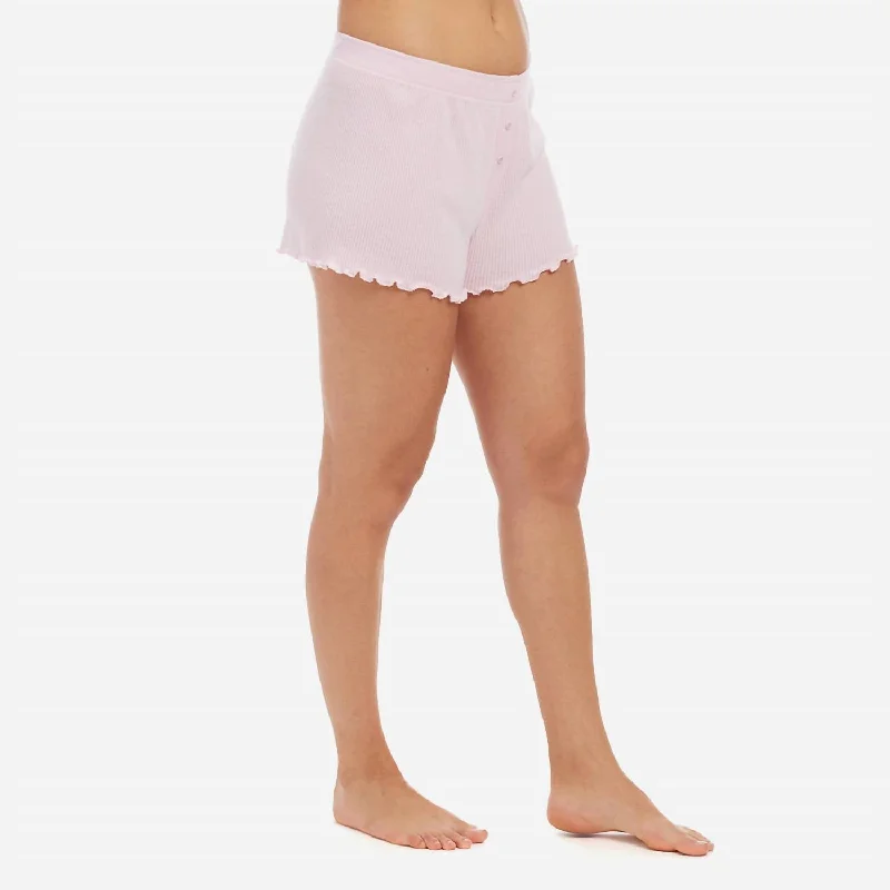 Women's Casual Wear Clothes Ribbed Jersey Sleep Short In Pastel Pink