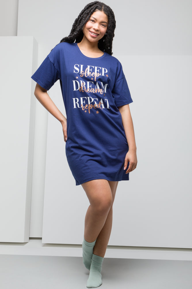 Plus-Size Women's Garments Sleep-Shirt Navy