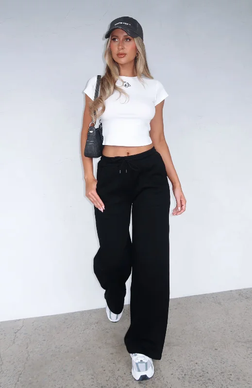 Women's Attire You'd Love It Here Wide Leg Sweatpants Black