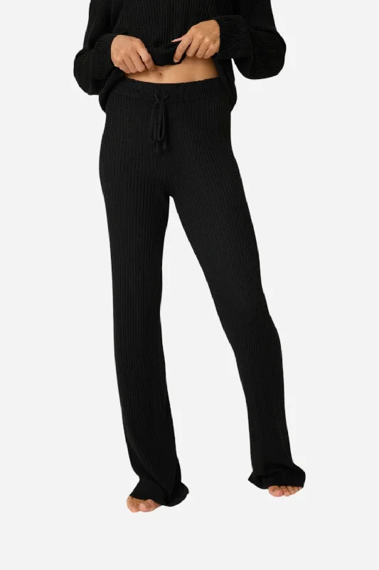 Timeless Women's Clothing PJ Salvage Jet Set Luxe Ribbed Lounge Pant in Black