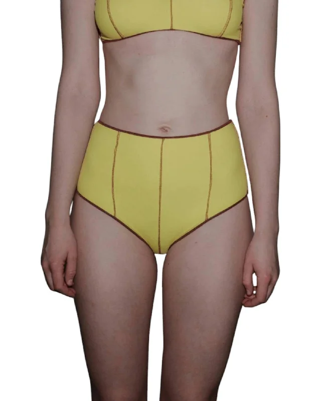 Women's Work Outfit For The Office Vein High Bikini Bottom In Ru Yellow