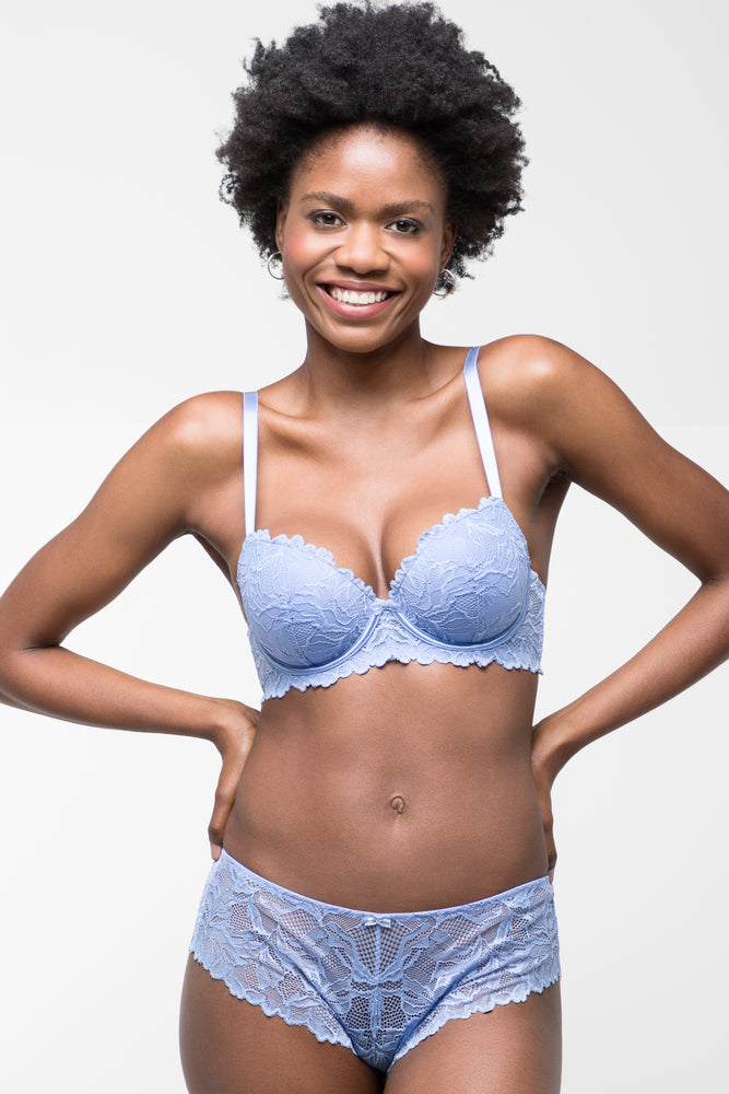 Affordable Women's Clothing 2 Pack Lace Balconette Bras Blue & Natural