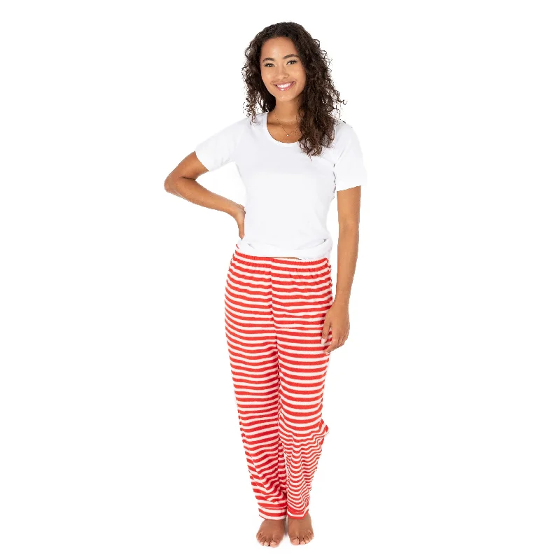 Affordable Women's Clothing Christmas Womens Fleece Pajama Pants Striped