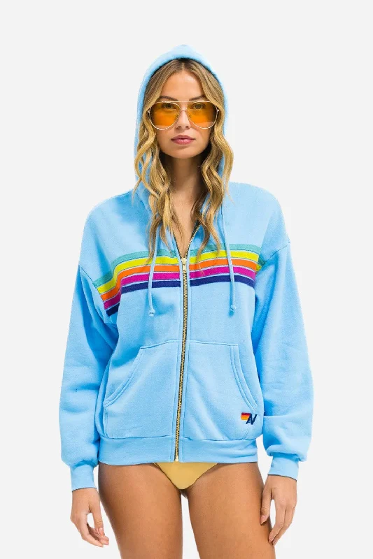 Women's Trendy Clothes Aviator Nation 5 Stripe Relaxed Zip Hoodie in Sky