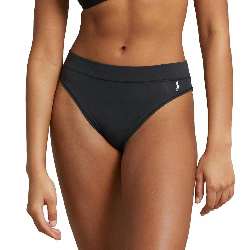 Chic Women's Garments High-Rise High-Cut Organic Cotton Brief In Onyx