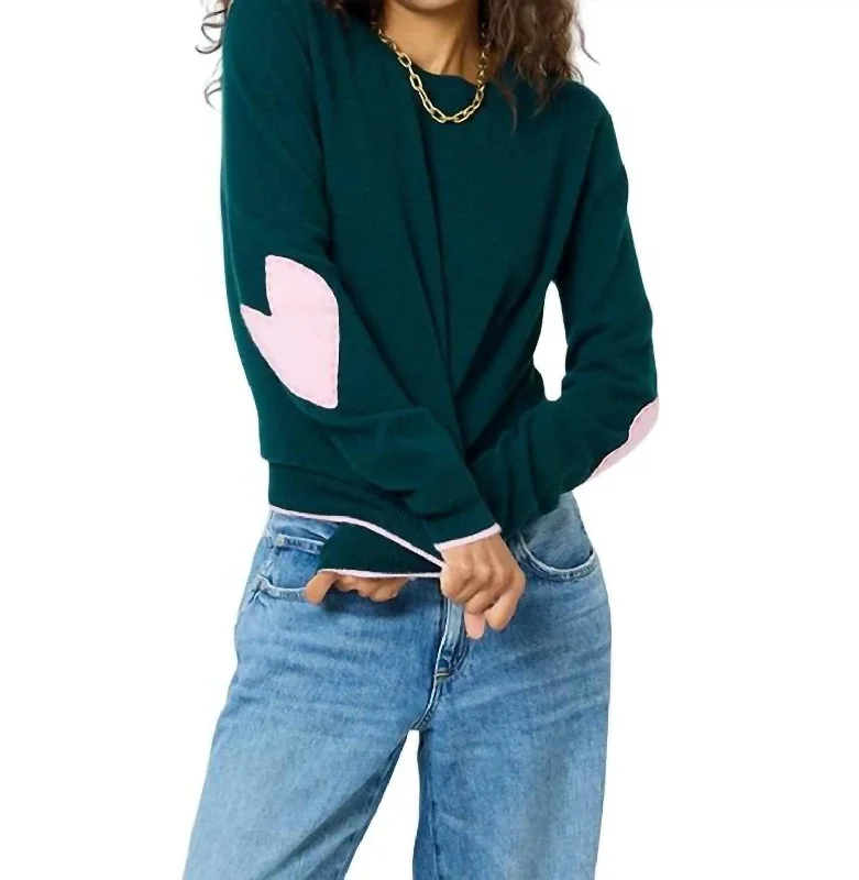 Women's Clothing Sets Patchwork Cashmere Sweater In Emerald