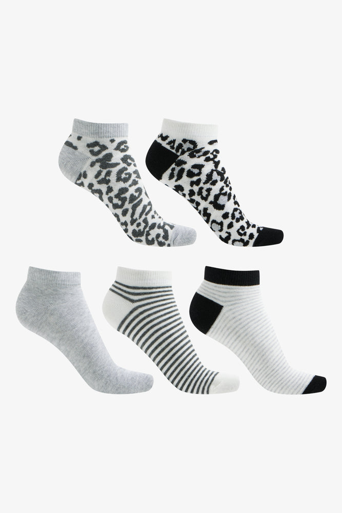 Women's Relaxed Outfit 5 Pack Animal Low Cut Socks Black