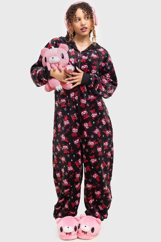 Women's Floral Print Outfit Gloomy Horns Fleece Onesie