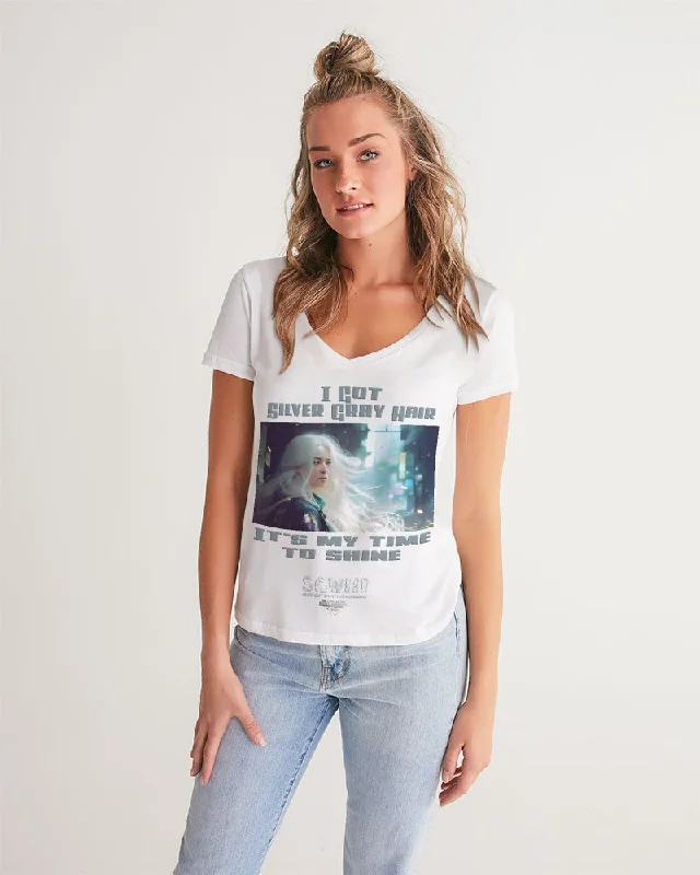 Vintage Clothing For Women Beautiful white woman my time to shine Women's All-Over Print V-Neck Tee