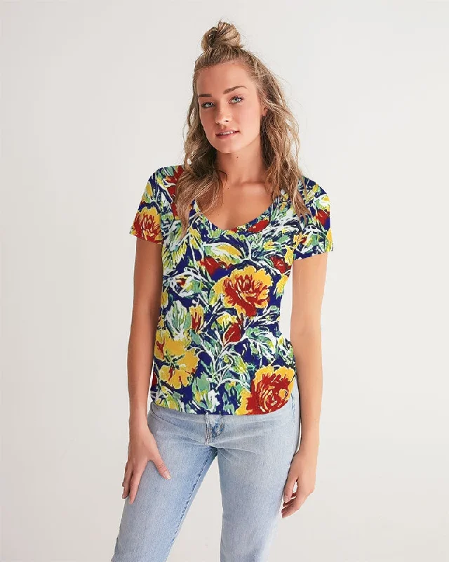 Women's Transitional Outfit Painted floor design Women's All-Over Print V-Neck Tee