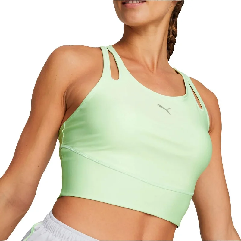 Women's Seasonal Clothes Puma Run Ultraform Womens Running Cropped Vest Tank Top - Green