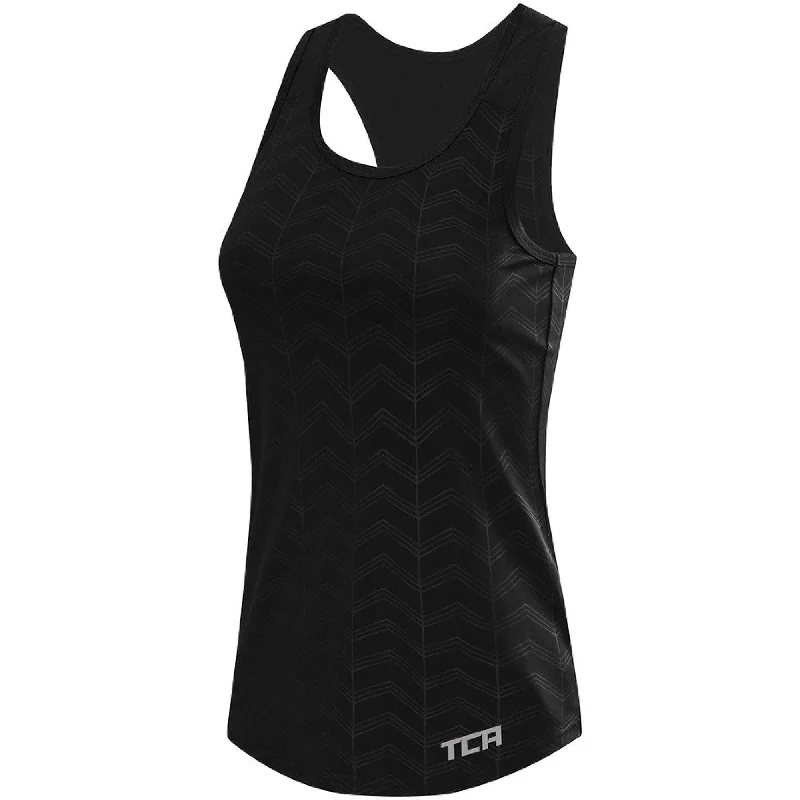 Casual Apparel For Women TCA Impulse Printed Racerback Womens Running Vest Tank Top - Black