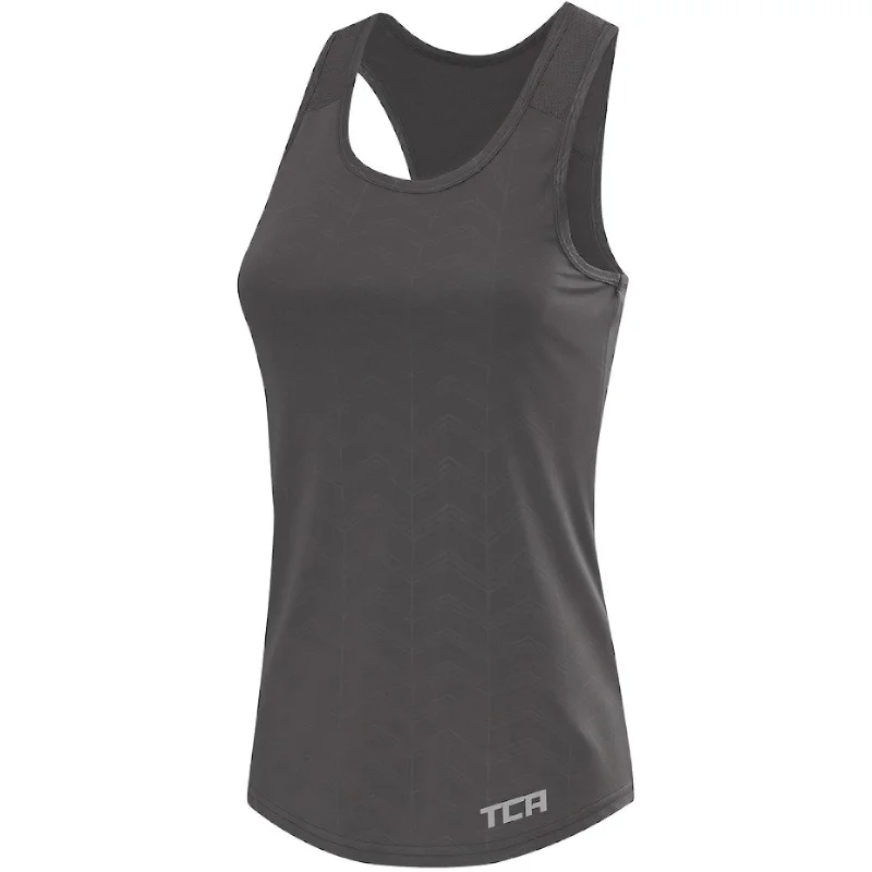 Modern Women's Apparel TCA Impulse Printed Racerback Womens Running Vest Tank Top - Grey