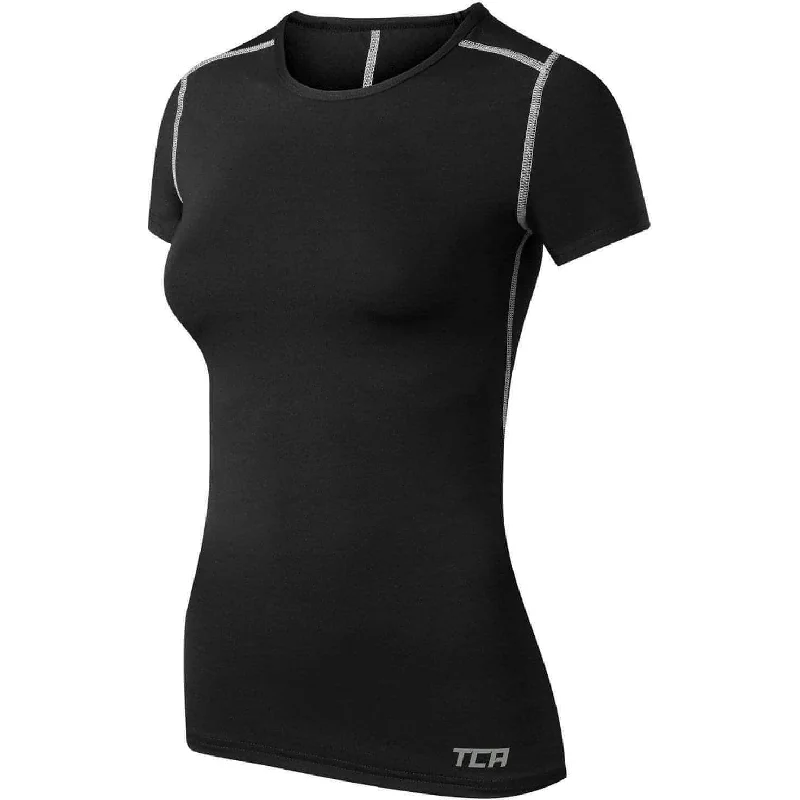 Sustainable Fashion Clothing For Women TCA Pro Performance Womens Short Sleeve Baselayer Running Top - Black