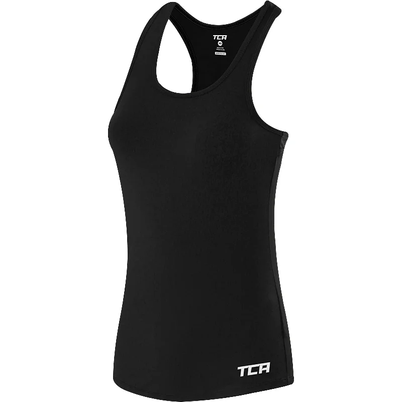 Women's Vintage Garments TCA Tech Racerback Womens Running Vest Tank Top - Black