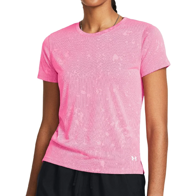 Elegant Women's Evening Garments Under Armour Launch Splatter Short Sleeve Womens Running Top - Pink