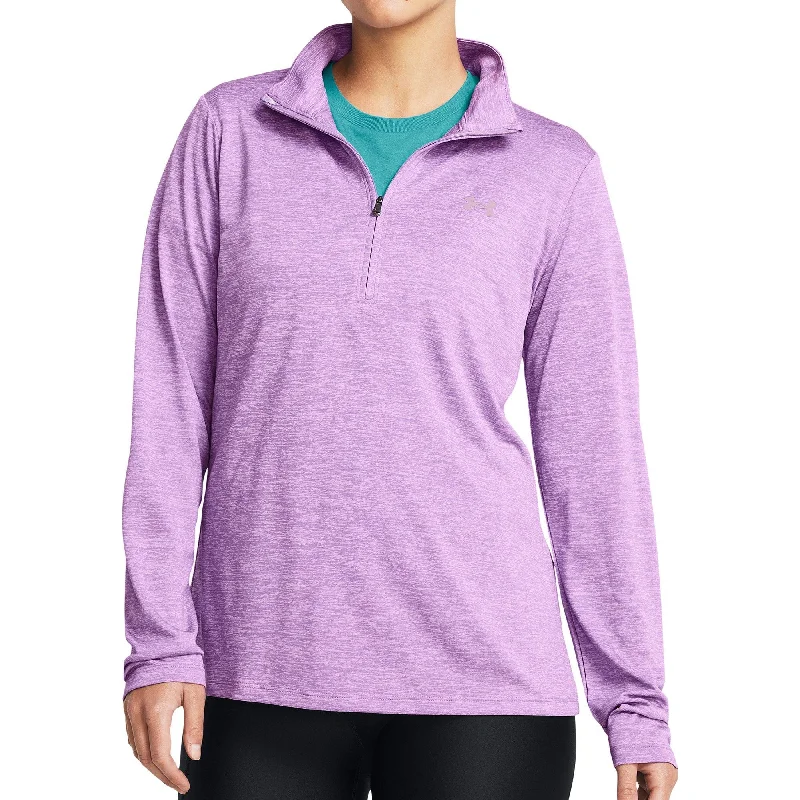 Women's Clothing Apparel Sets Under Armour Tech Twist Half Zip Long Sleeve Womens Training Top - Purple