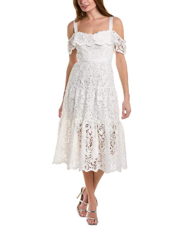 Women's Professional Outfit Marchesa Notte Lace Midi Dress