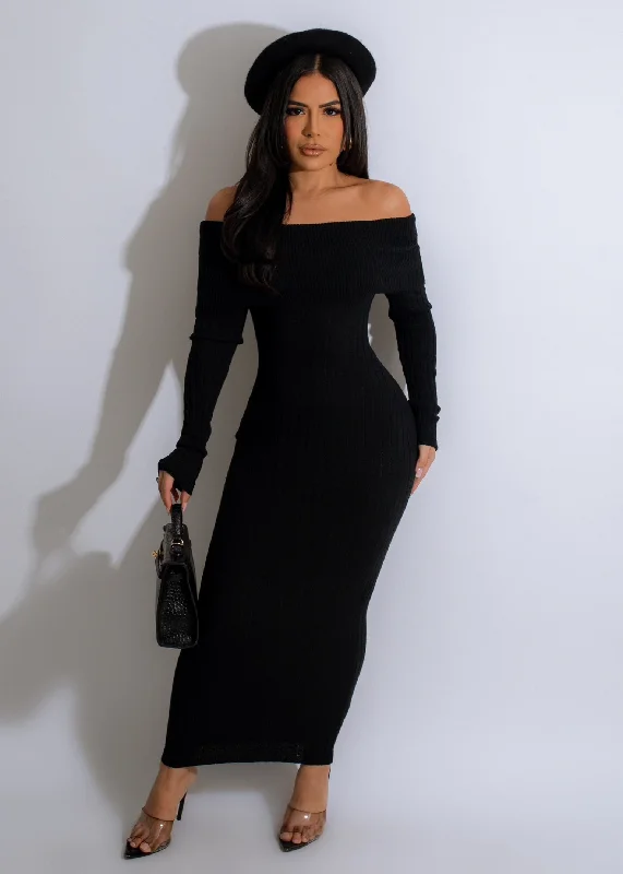 Casual Attire For Women Promise Of Love Knitted Midi Dress Black