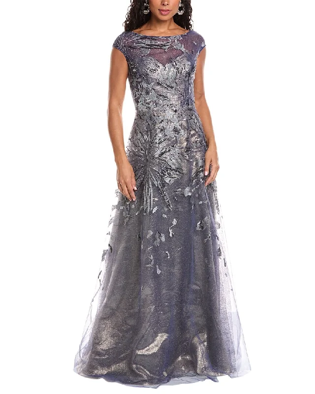 Women's Layered Outfit Rene Ruiz Embroidered A-Line Illusion Gown