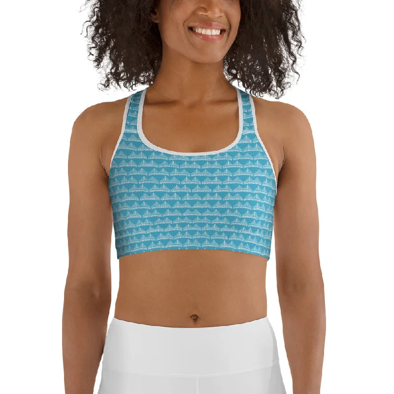 Women's Vintage Garments Sports Bra Blue And White