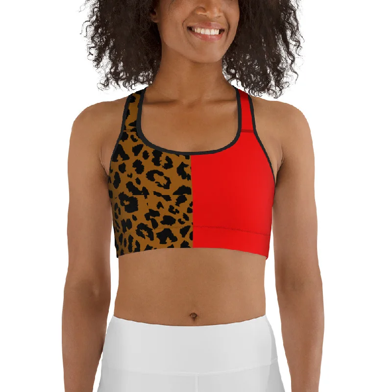 Women's Seasonal Garments Sports bra Leopard and Red