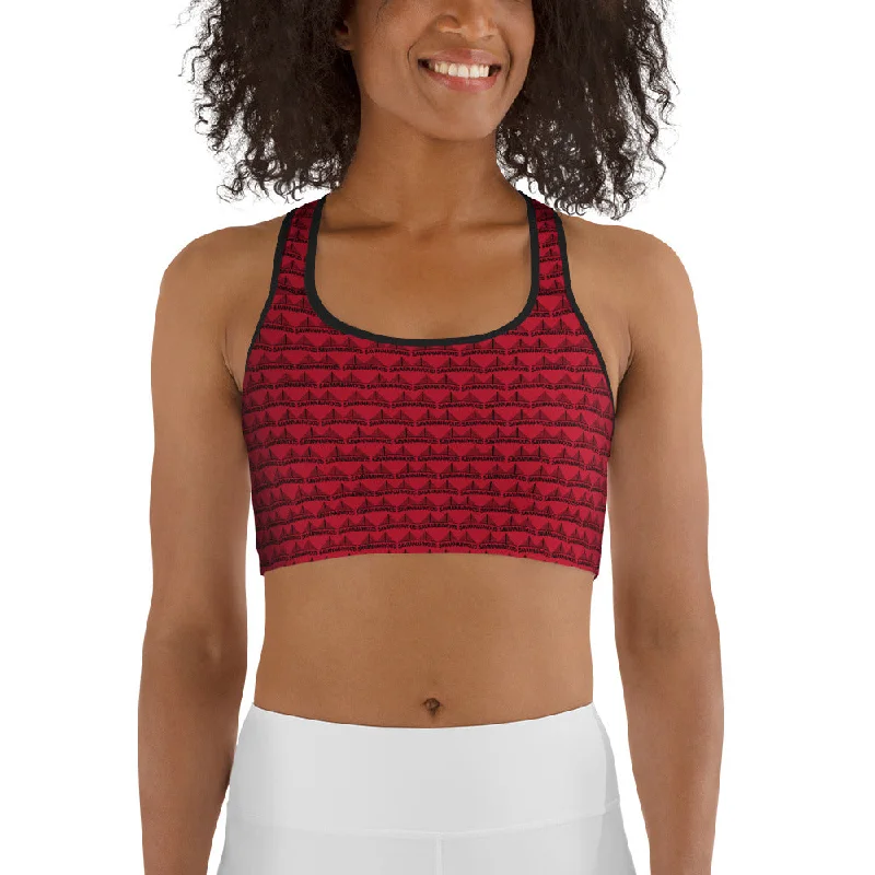 Stylish Women's Garments For Holidays Sports Bra Red And Black