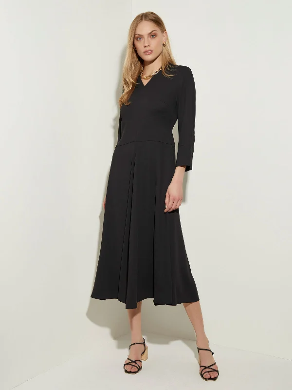 Women's Elegant Apparel Structured Waist Crepe de Chine Dress