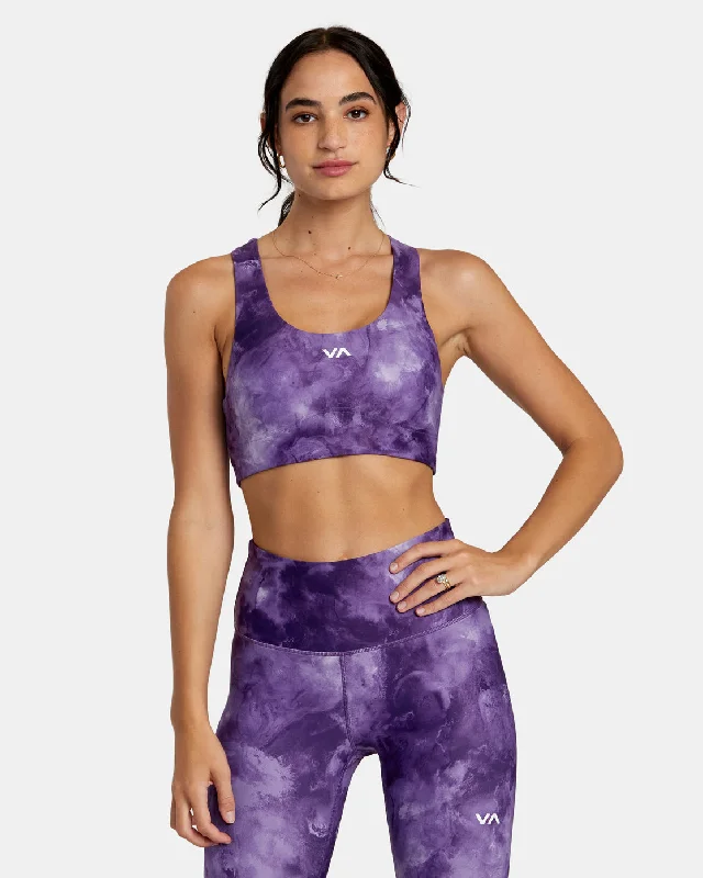 Women's Trendy Casual Clothes VA Essential Mid Support Sports Bra - Grape Tie Dye