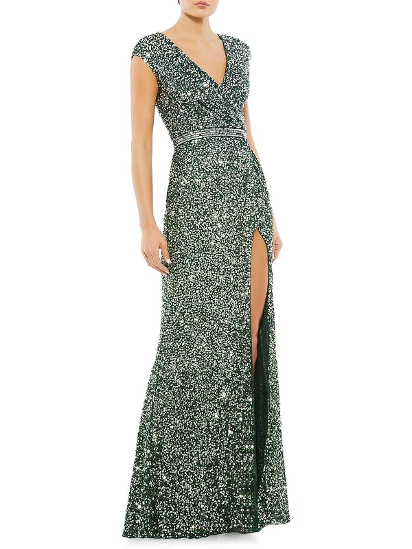 Women's Stylish Professional Garments Womens Sequined Maxi Evening Dress