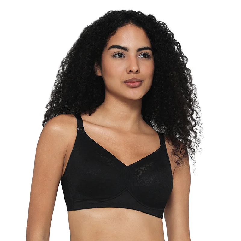 Affordable Women's Garments Curvy Confidence Non-Padded Non-Wired Full Cup Plus Size Minimizer Bra - Black