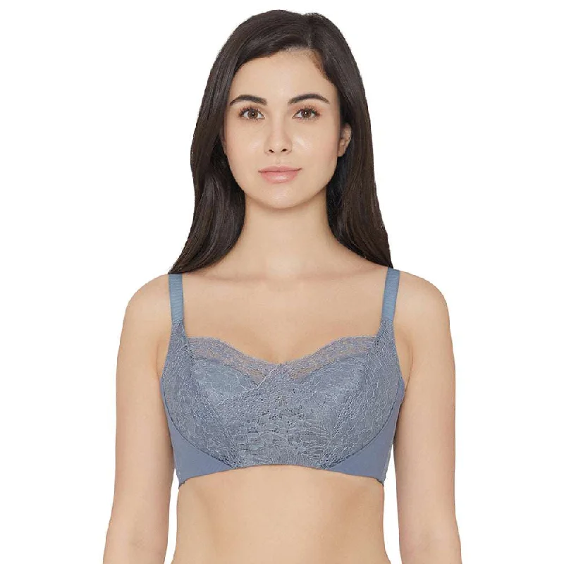 Women's Vacation Garments Moselle Padded Wired Full Cup Bridal Wear Full coverage Lace Bra - Blue